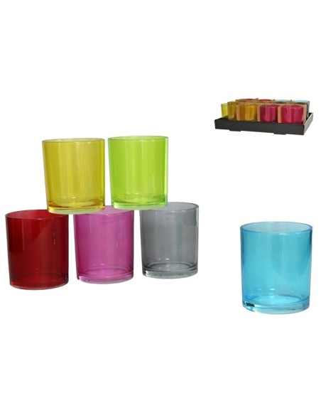 PORTAVELAS CRISTAL RED. LINARES 8X9CM 6 SURT