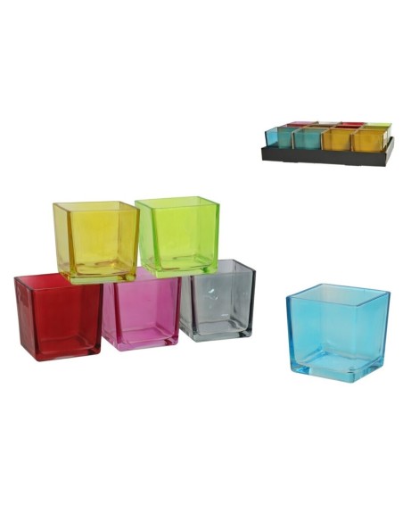 PORTAVELAS CRISTAL CUAD. LIRIA 8CM 6 SURT