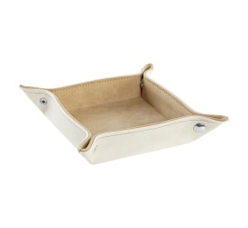 BANDEJA VACIABOLSILLOS PU 18,5X18,5X3 CREMA