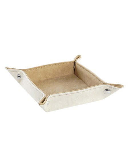 BANDEJA VACIABOLSILLOS PU 18,5X18,5X3 CREMA