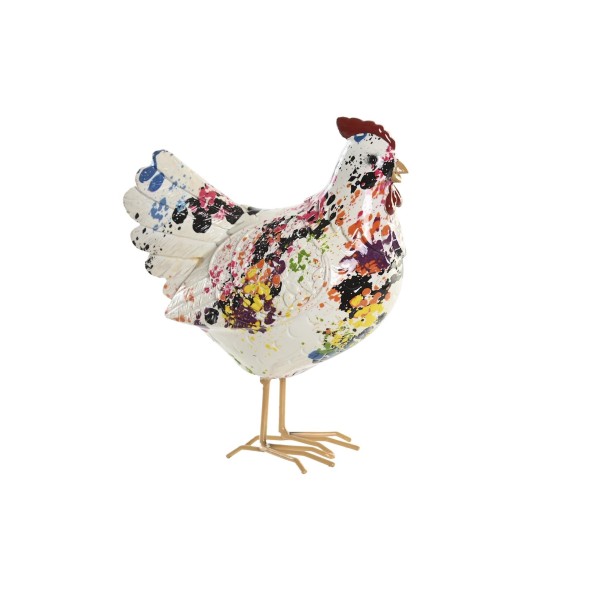 FIGURA RESINA 15X9,2X18 GALLINA MULTICOLOR