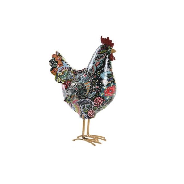 FIGURA RESINA 11X7X17,4 GALLINA MULTICOLOR