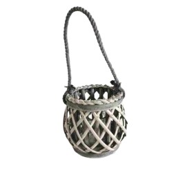 PORTAVELA VASO CRISTAL MADRID GRIS 15CM