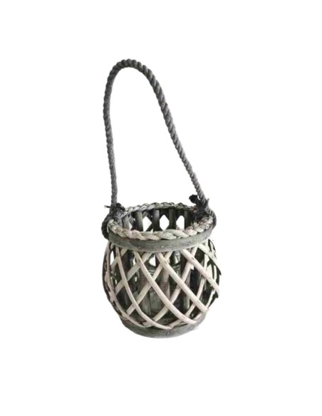 PORTAVELA VASO CRISTAL MADRID GRIS 15CM