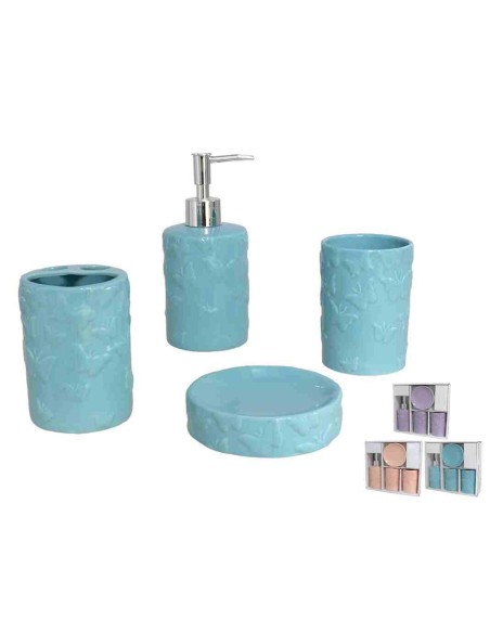 SET BAÑO 4PCS MARIPOSA FLORA -CERAMICA