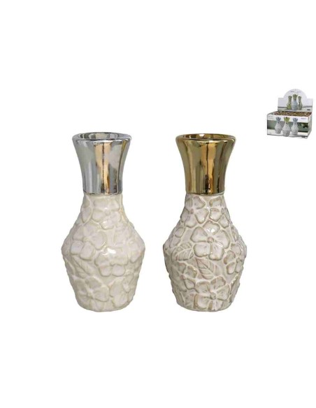 JARRON LUGO 6,5X15CM GRES ORO/PLATA SURTIDO