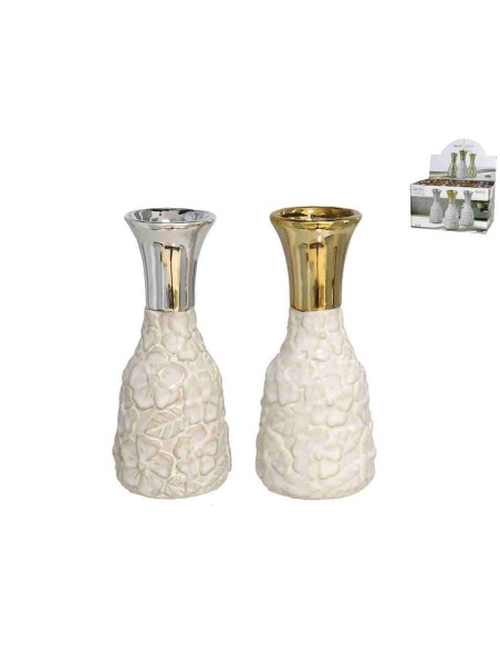 JARRON LUGO 6,5X15CM GRES ORO/PLATA SURT