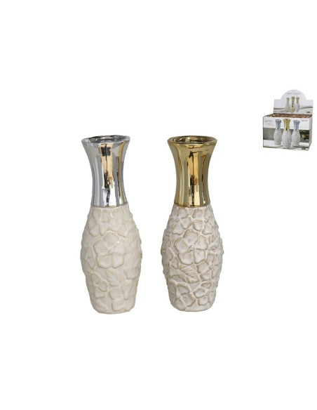 JARRON LUGO 6,5X18CM GRES ORO/PLATA SURT