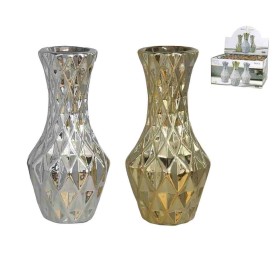 JARRON LEON 6,5X15CM GRES ORO/PLATA SURTIDO