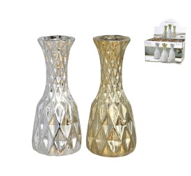 JARRON LEON 6,5X15CM GRES ORO/PLATA SURT