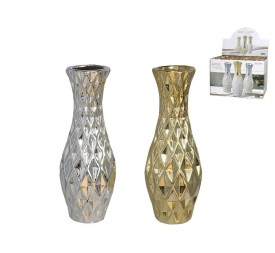 JARRON LEON 6,5X18CM GRES ORO/PLATA SURTIDO