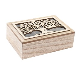 CAJA INFUSIONES MDF CRISTAL 24X16X8 ARBOL MARRON
