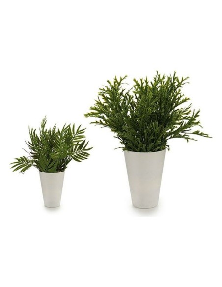 MACETA BLANCA HOJAS LARGAS 2 MODELOS 13 x 13 x 25 cm.