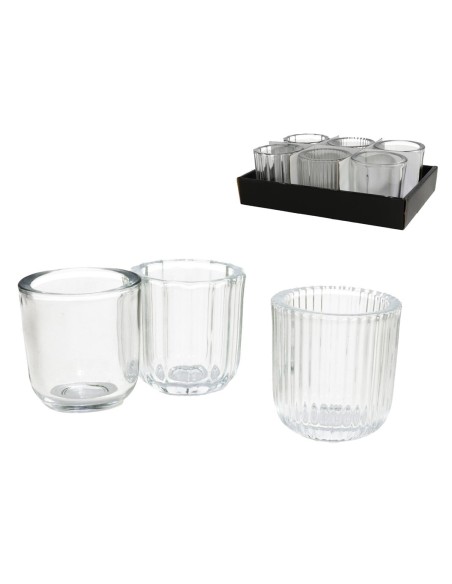 PORTAVELAS CRISTAL RED. LORCA 7,4X7,8CM 3 SURT.