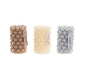 VELA CERA 6X6X10 344 GR. BOLAS 3 SURTIDO