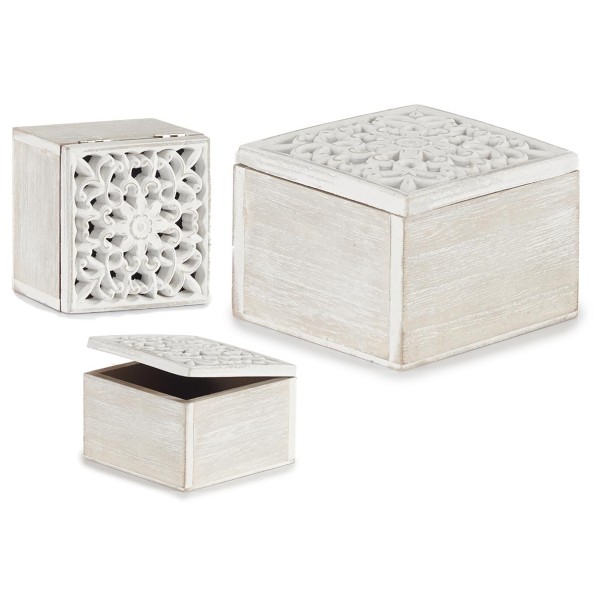 CAJA CALADA MADERA CUADRADA BLANCO (9632)