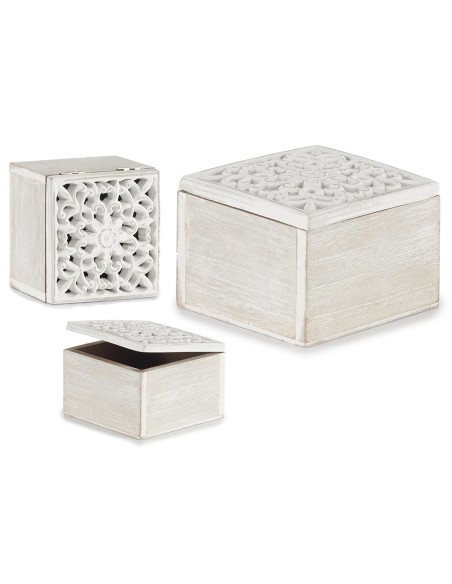CAJA CALADA MADERA CUADRADA BLANCO (9632)