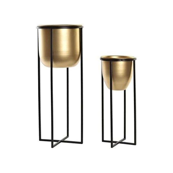 MACETERO SET 2 METAL 20X20X50,5 DORADO