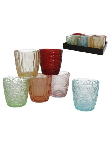 PORTAVELAS CRISTAL RED. PETRER 9X9CM 3 SURT