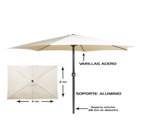 SOMBRILLA CREMA 2X3MT TUBO ALUM 38MM