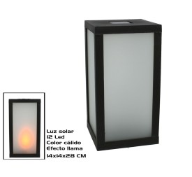 LAMPARA SOLAR JARDIN 12LED LLAMA 14X28CM