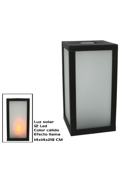LAMPARA SOLAR JARDIN 12LED LLAMA 14X28CM