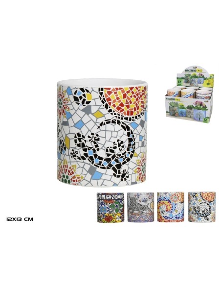 MACETERO  MOSAICO ESPAÑOL 13X12CM 4 SURTIDO