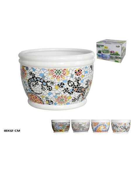 MACETERO BOWL MOSAICO ESPAÑOL 18X12,5CM 4ST