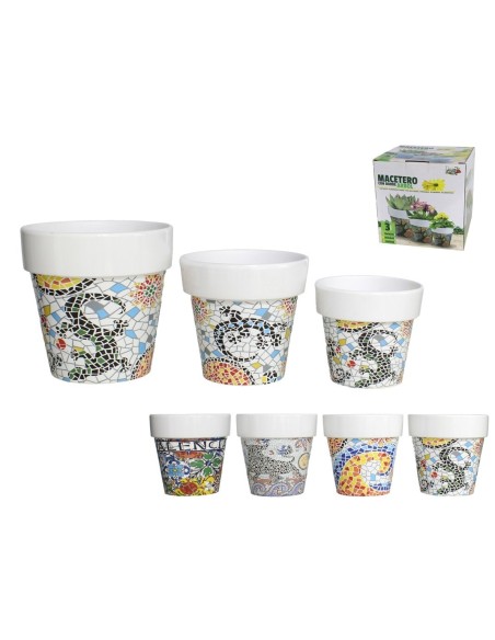 MACETERO C/BORDE MOSAICO ESPAÑOL 16,3X16CM