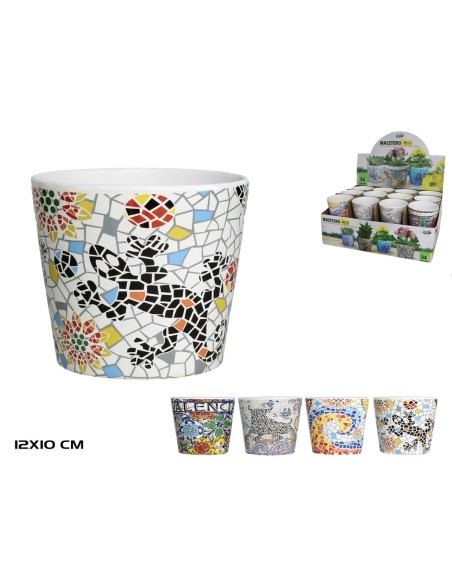 MACETERO MOSAICO ESPAÑOL 12X10CM 4STD
