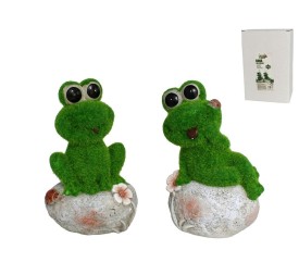 RANA DEC. EN PIEDRA 2 SRT 14X11,8X23 CM