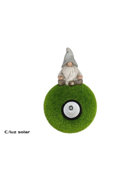 GNOMO DEC. EN BOLA C/ LUZ SOLAR 16X16X26 CM