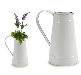 JARRA LECHERA BLANCA FILO PLATA 11,3 x 17 x 18,5 cm.