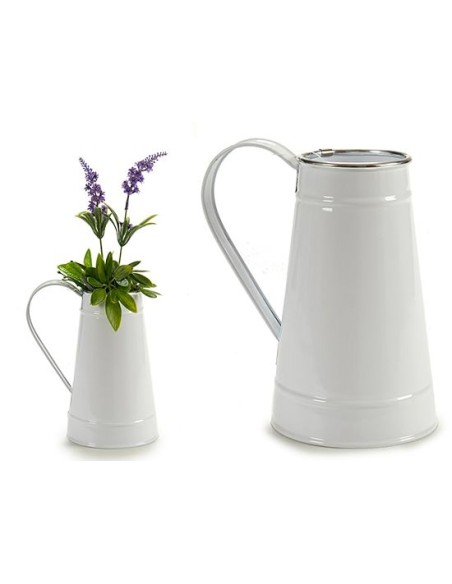 JARRA LECHERA BLANCA FILO PLATA 11,3 x 17 x 18,5 cm.