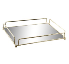 BANDEJA DECORACION METAL ESPEJO 30X20X5 DORADO