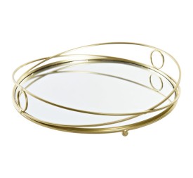 BANDEJA METAL ESPEJO 28X28X4,5 CIRCULO DORADO