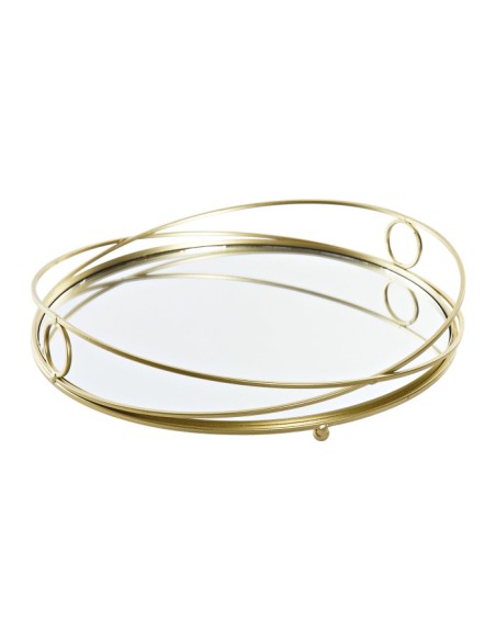 BANDEJA METAL ESPEJO 28X28X4,5 CIRCULO DORADO