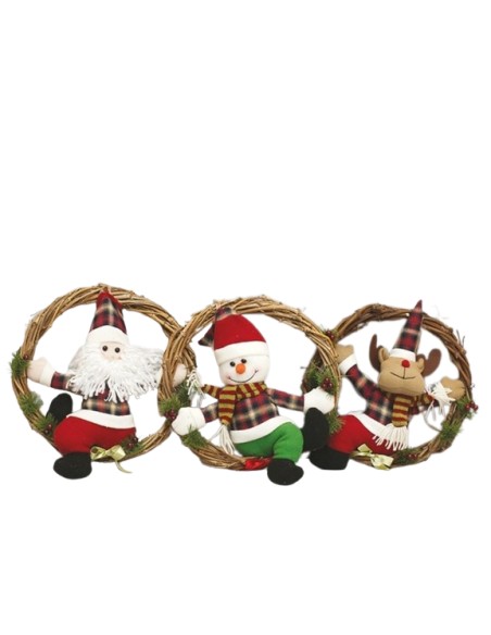 CORONA DE NAVIDAD MUÑECO - 35CM 3 SURTID