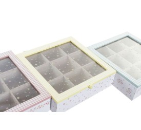 CAJA INFUSIONES MDF 24X24X7 VICHY SWEET 3 SURT.