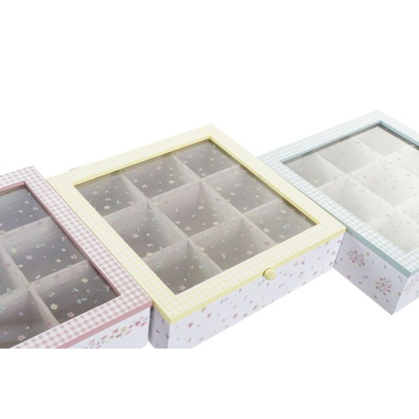 CAJA INFUSIONES MDF 24X24X7 VICHY SWEET 3 SURT.