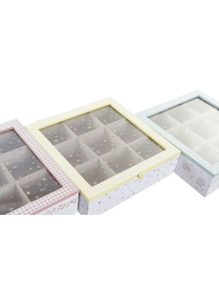 CAJA INFUSIONES MDF 24X24X7 VICHY SWEET 3 SURT.