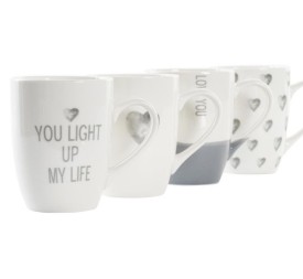 MUG PORCELANA 12X8X10,5 340ML, CORAZONES 4 SURT.