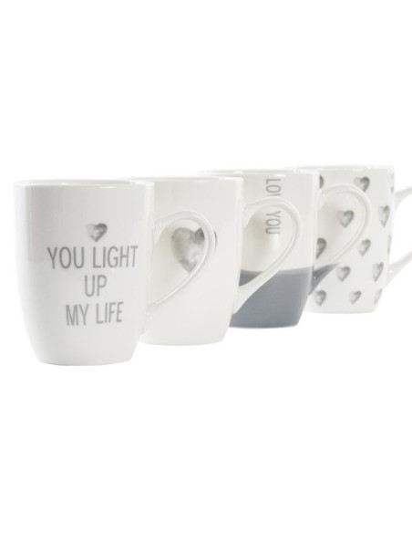 MUG PORCELANA 12X8X10,5 340ML, CORAZONES 4 SURT.