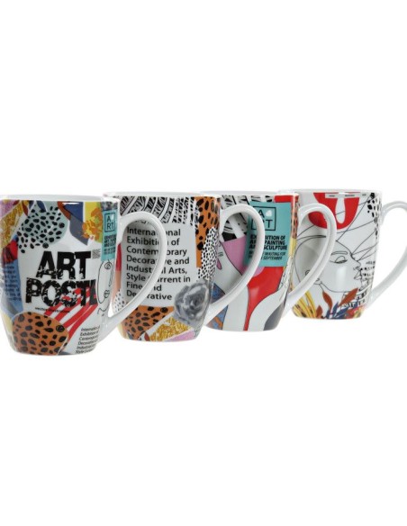 MUG PORCELANA 12X8,5X10,4 360ML MODERNO 4 SURT.