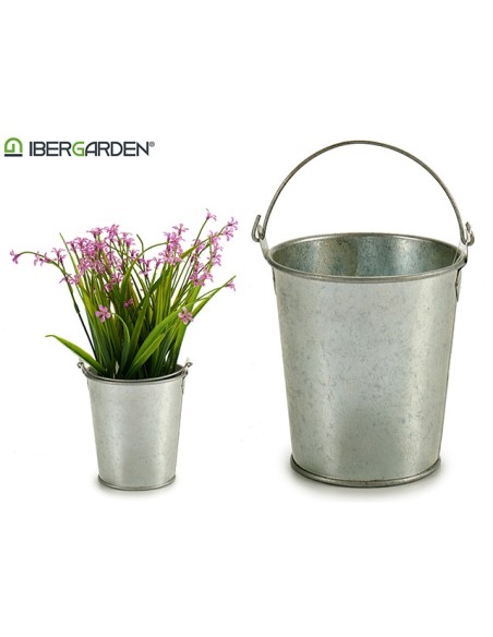 CUBO PEQUEÑO CON ASA ZINC 11 x 15,5 x 11 cm.