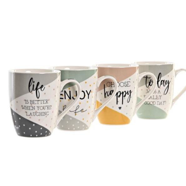 MUG PORCELANA NEW BONE 11,5X8,3X10,5 340ML 4 SURT. (1154)
