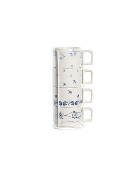 CAFE SET 4 DOLOMITE METAL 11X11X27 260 ML AZUL