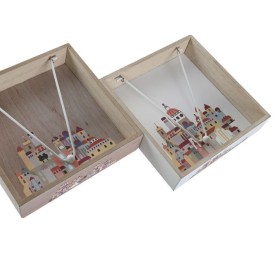 SERVILLETERO MDF METAL 18X18X4 CASITAS 2 SURT.