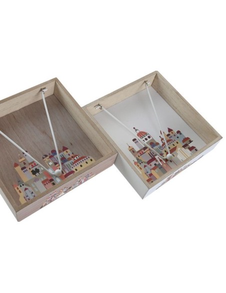 SERVILLETERO MDF METAL 18X18X4 CASITAS 2 SURT.