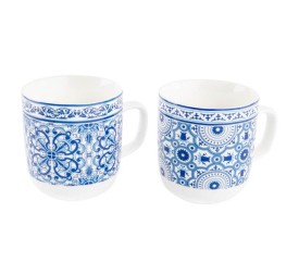MUG PORCELANA 8,5X4,8X9,5 380ML AZULEJOS 2 SURT.